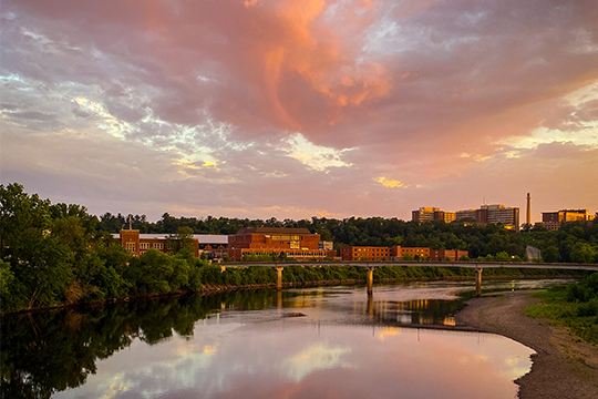 The view of the UW-Eau Claire campus from the Water St. Bridge 