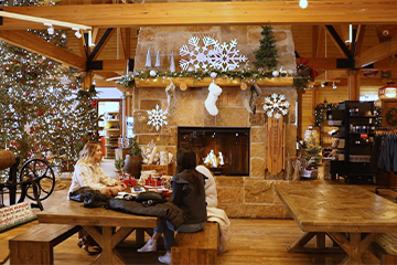 Interior of Leinie Lodge during the holiday season 