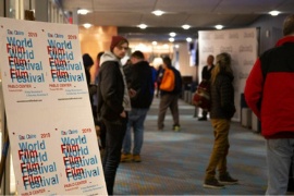 Eau Claire Film Festival film goers in hallway 