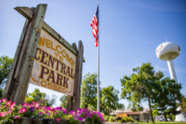 Welcome sign for Central Park in Osseo, WI 