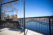 Looking at the view of the Chippewa River on a swinging bench 