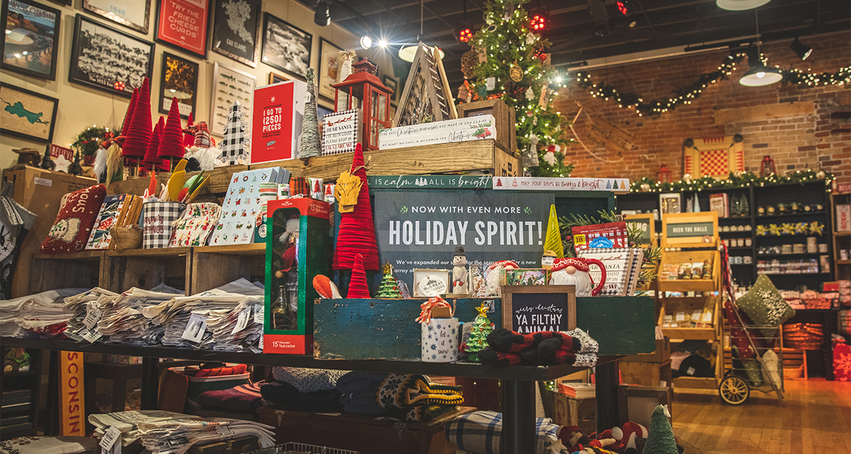 The Local Store in downtown Eau Claire decorate for the winter holidays 