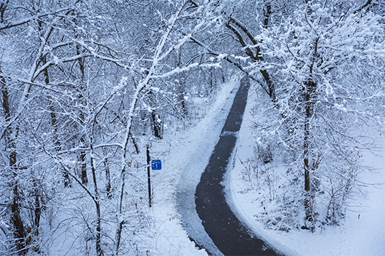 The Chippewa River State Trail during the winter time in Eau Claire 